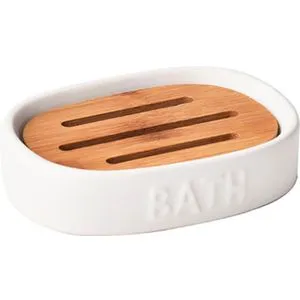 TENDANCE POSUDA ZA SAPUN BATH 12,5X9,5X3,2 CM KERAMIKA/BAMBUS BELA-BAMBUS 6493210