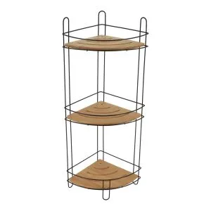 Tendance trostruka ugaona polica 61,5x27x20 cm mdf/bambus crna 9165237