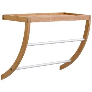 TENDANCE ZIDNI DRŽAČ PEŠKIRA SA POLICOM 34X45X20 CM METAL/BAMBUS BELA/BAMBUS 98187210