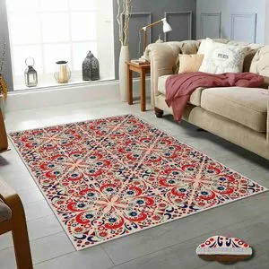 Tepih Conceptum Hypnose WOOKECE658 u krem, crvenoj, plavoj i teget boji (120 x 180 cm)