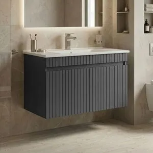 Tivoli 85 - 667 Matte Anthracite Bathroom Cabinet With Sink