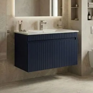 Tivoli 85 - 670 Matte Navy Blue Bathroom Cabinet With Sink