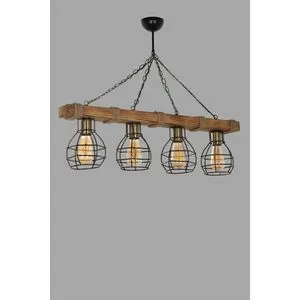 Tülay 4 Lü Ahşap Yanık Sarkıt Vintage Chandelier