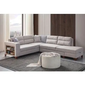 Tloft Left - Krem Ugaona Sofa na Razvlačenje