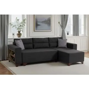 Tloft Mini - Antracitni Ugaoni Sofa-Krevet