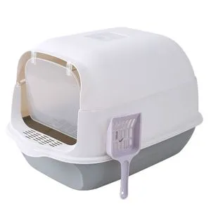 Toalet za mačke Enclosed Cat Box Awhao Sivi 50x35x35 cm