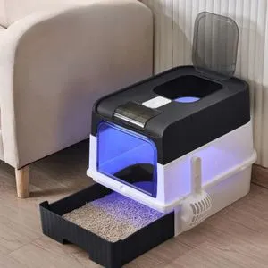 Toalet za mačke Fully Enclosed sa UV sterilizacijom Crni 48x35x36 cm