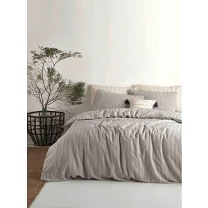 Tommy Tamno Sivi i Offwhite Ranforce Set Posteljine