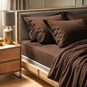 Tonne Brune - 88 Dark Brown Ranforce Super King Fitted Sheet (FR) (IT) (ES) (DE)