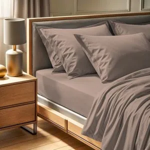 Tonne Brune - Beige Beige Ranforce Super King Fitted Sheet (FR) (IT) (ES) (DE)