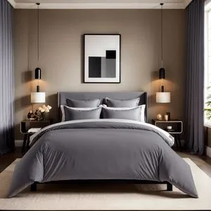 Tonne Grise - 68 Grey Ranforce Double Quilt Cover (FR) (IT) (DE)