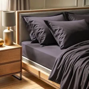 Tonne Grise - 70 Dark Grey Ranforce Single Fitted Sheet (FR) (IT) (ES) (DE)