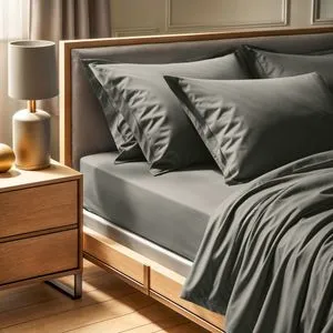 Tonne Verte - 52 Dark Grey Ranforce Double XL Fitted Sheet (FR) (IT) (ES) (DE)
