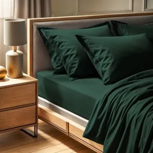 Tonne Verte - 54 Dark Green Ranforce Double XL Fitted Sheet (FR) (IT) (ES) (DE)