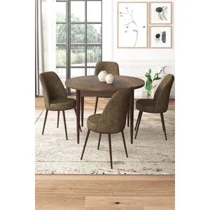 Tor - Baroque, Brown Baroque
Brown Dining Table & Chairs Set (5 Pieces)