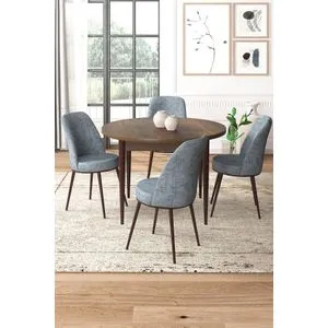 Tor - Baroque, Grey Baroque
Grey Dining Table & Chairs Set (5 Pieces)