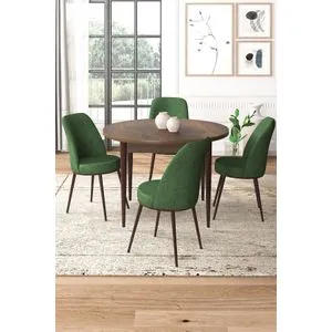 Tor - Baroque, Khaki Baroque
Khaki Dining Table & Chairs Set (5 Pieces)