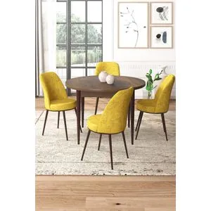 Tor - Baroque, Mustard Baroque
Mustard Dining Table & Chairs Set (5 Pieces)