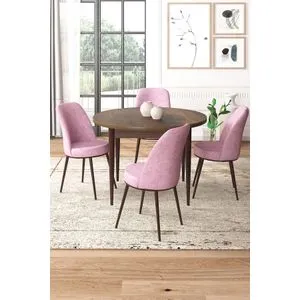 Tor - Baroque, Pink Baroque
Pink Dining Table & Chairs Set (5 Pieces)