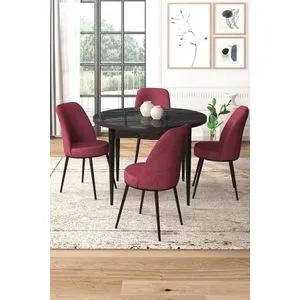 Tor - Black Marble, Burgundy Black Marble
Burgundy Dining Table & Chairs Set (5 Pieces)