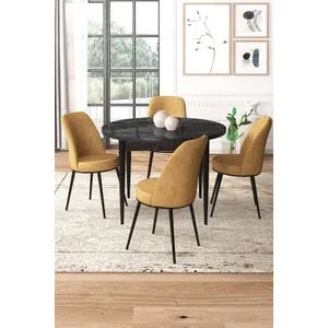 Tor - Black Marble, Cappuccino Black Marble
Cappuccino Dining Table & Chairs Set (5 Pieces)