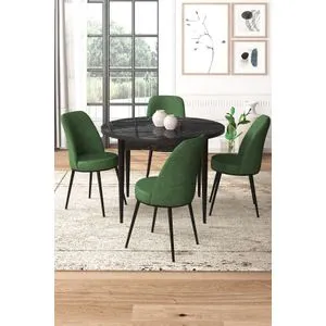 Tor - Black Marble, Khaki Black Marble
Khaki Dining Table & Chairs Set (5 Pieces)