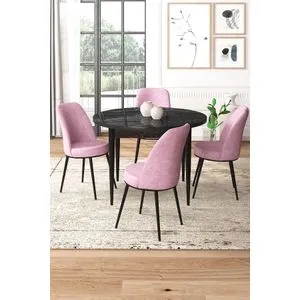 Tor - Black Marble, Pink Black Marble
Pink Dining Table & Chairs Set (5 Pieces)