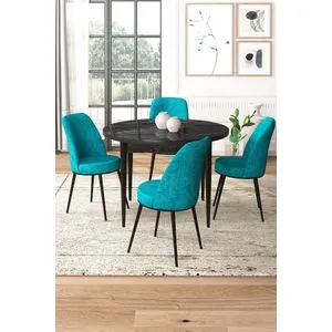 Tor - Black Marble, Turquoise Black Marble
Turquoise Dining Table & Chairs Set (5 Pieces)