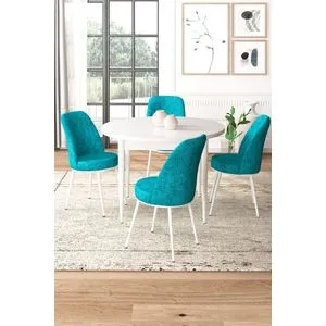 Tor - White, Turquoise White
Turquoise Dining Table & Chairs Set (5 Pieces)