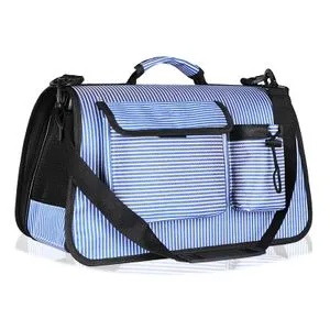 Torba za pse i mačke sa džepom Plavo-Bela 40x27x21 cm