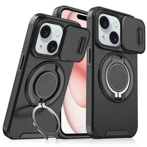 Torbica CamShield Ring stand za iPhone 15 6.1 crna
