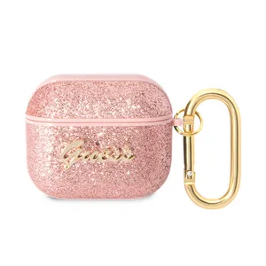 Torbica Guess za Airpods 3 PU Glitter Flake pink (GUA3HGGSHP)