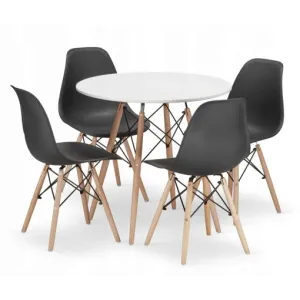 TORINO OKRUGLI STO 80 cm WHITE + MILANO SET 4 STOLICE BLACK