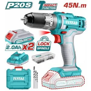Total Li-ion Akumulatorska udarna bušilica 20v,2x2.0aj, 45Nm,metalni futer 10mm TIDLI201452E