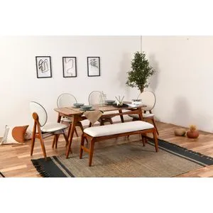 Touch (4S-1B) Walnut
Cream Table & Chairs Set (6 Pieces)