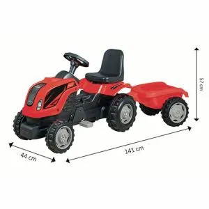 Traktor Na Pedale Crveni Sa Prikolicom  141x44x57 cm