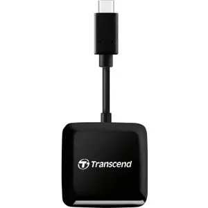 Transcend TS-RDC3 SD/microSD Card Reader, USB 3.2 Gen 1, Black, Type C