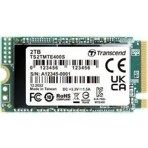 Transcend TS2TMTE400S M.2 NVMe 2TB, 2242, PCIe Gen 3x4, M Key, 3D NAND, DRAM-less, Read up to 200...