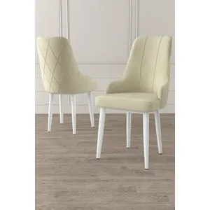 Trex - Set belih stolica (4 komada) sa krem jastučićima