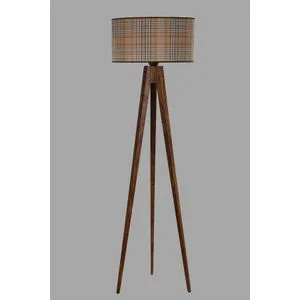 Tripod Ceviz Lambader Silindir 02 Abajurlu Multicolor Floor Lamp