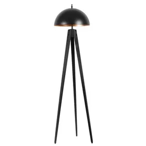 Tripod Siyah Büyük Retro Başlıklı Lambader Black Floor Lamp