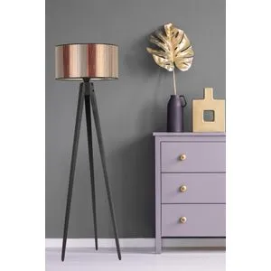 Tripod Siyah Silindir Renkli Abajurlu Lambader Multicolor Floor Lamp