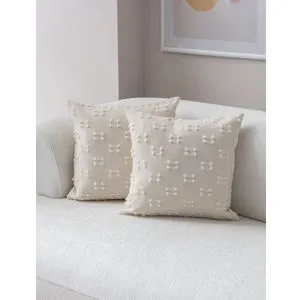 Tuffet - Cream v9 Cream Cushion Cover Set (2 Pieces)