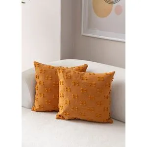 Tuffet - Orange v9 Orange Cushion Cover Set (2 Pieces)