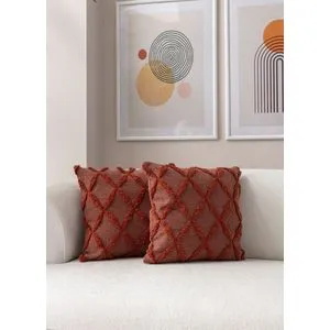 Tuffet - Tile Red v1 Tile Red Cushion Cover Set (2 Pieces)