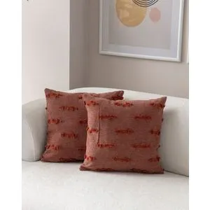 Tuffet - Tile Red v7 Tile Red Cushion Cover Set (2 Pieces)