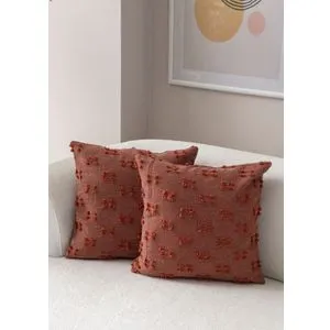 Tuffet - Tile Red v9 Tile Red Cushion Cover Set (2 Pieces)