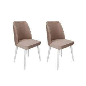 Tutku-324 V2 Bež Bela Stolica Set (2 Komada)