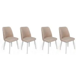 Tutku-326 V4 Cream
White
 Chair Set (4 Pieces)