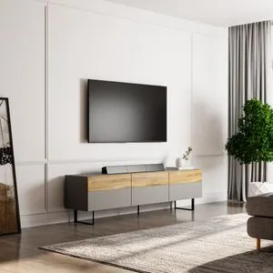 TV Stalak Sign - Sivi, Hrast Sivi